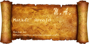 Matkó Arnold névjegykártya