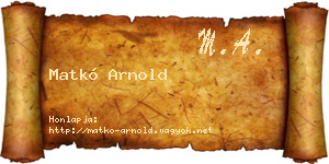 Matkó Arnold névjegykártya